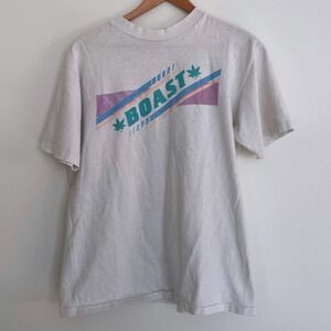 Vintage 90s Hanes Boast Marajuana Shirt Mens Large Shirt White Cotton USA Made